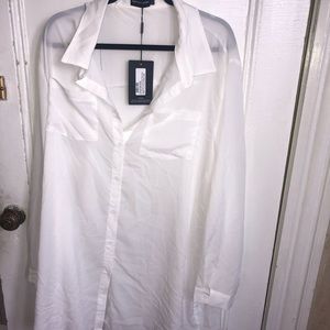 Plus size plain shirt dress